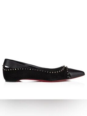 Christian Louboutin Black Studded Pointed Ballet Flat